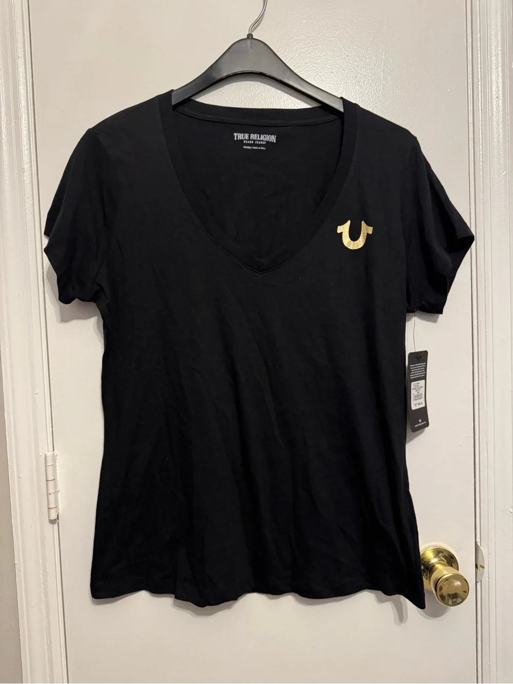 True Religion Men's Buddha Foil v-Neck T-shirt  Size 2XLarge